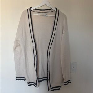 Aritzia Cream and Navy Cardigan